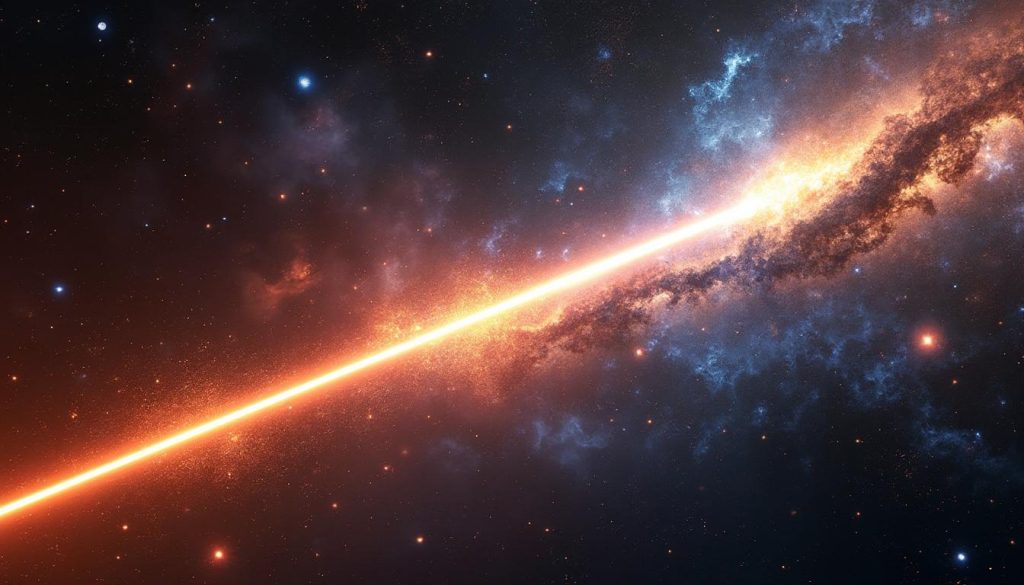 explorez la découverte fascinante d'un mystérieux 'laser' cosmique situé à 8 milliards d'années-lumière et ce qu'il nous apprend sur les secrets et l'évolution de l'univers.