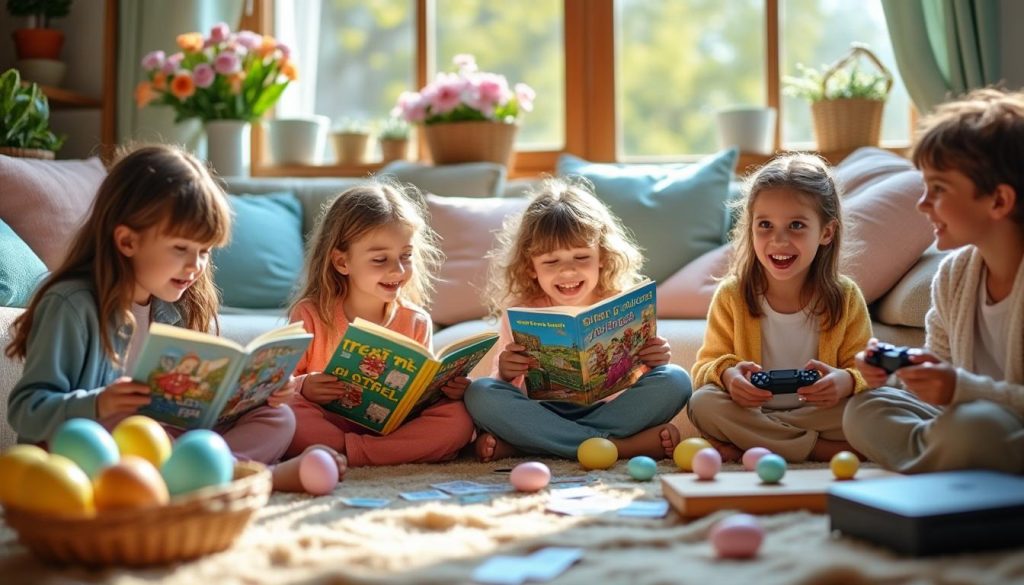 découvrez notre sélection ludique et culturelle pour les vacances de pâques : livres, bandes dessinées, jeux vidéo et jeux de société pour divertir et éveiller les enfants.